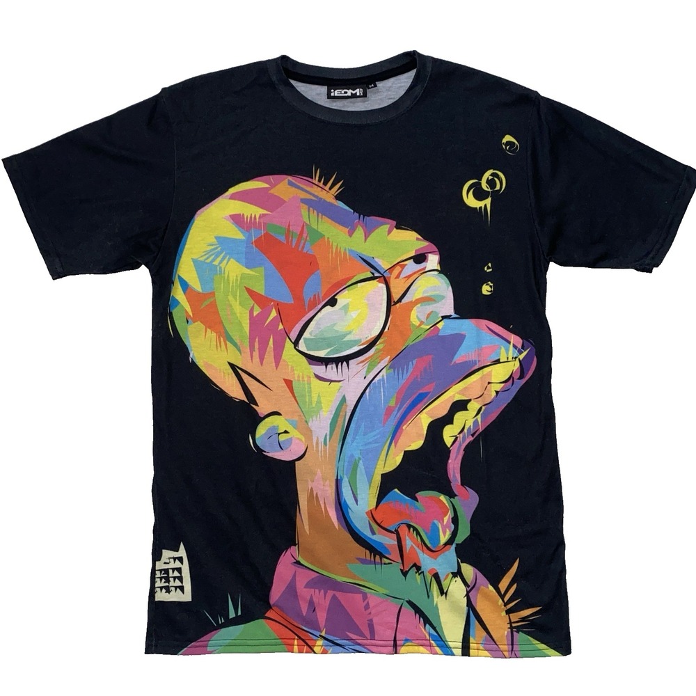 Homer Simpson T Shirt Mens M iEDM.com Color Splash Rave Abstract Trippy Festival